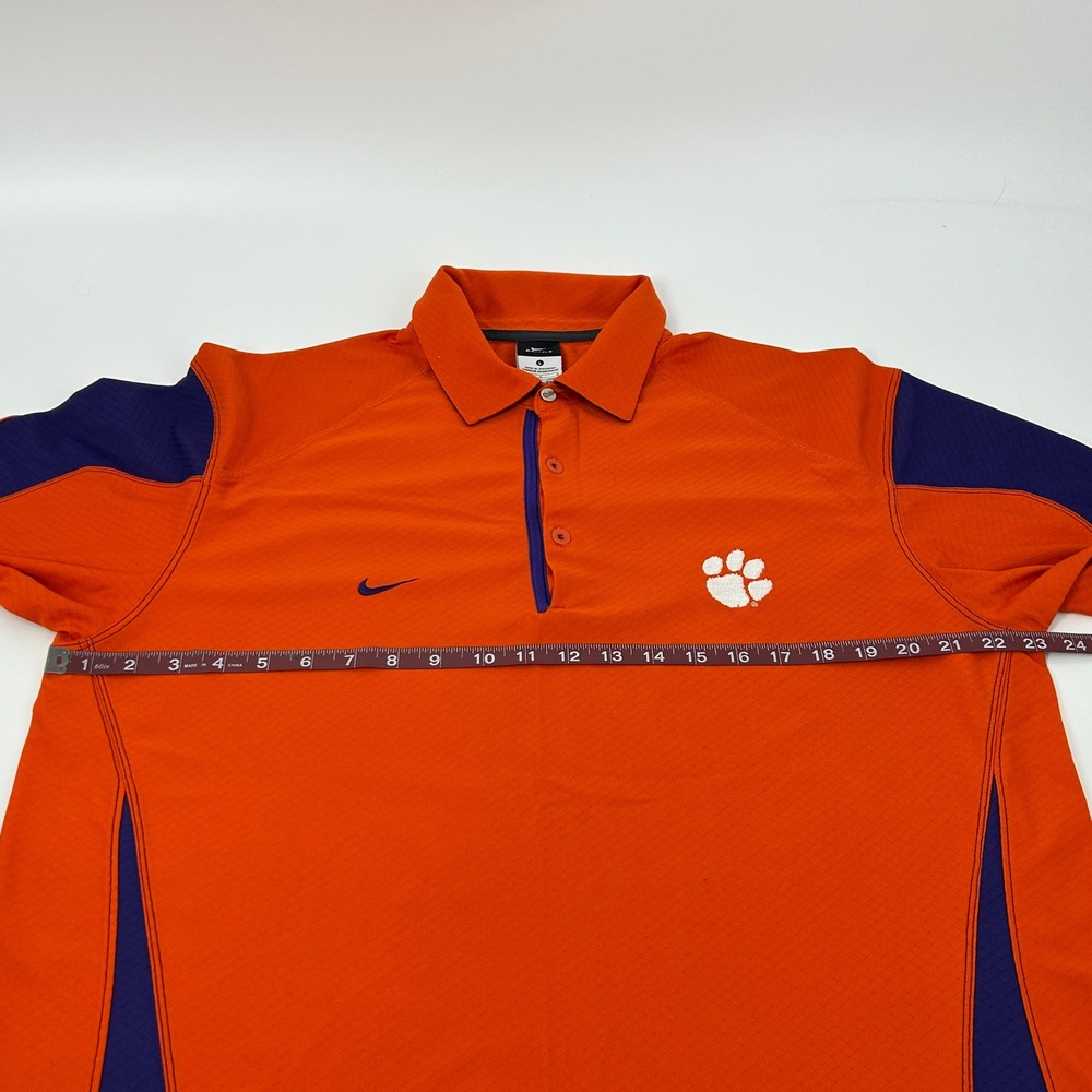 Clemson‎ Tigers Shirt Men's Large Orange Nike Dri Fit Short Sleeve Polo Paw Logo - Picture 7 of 10